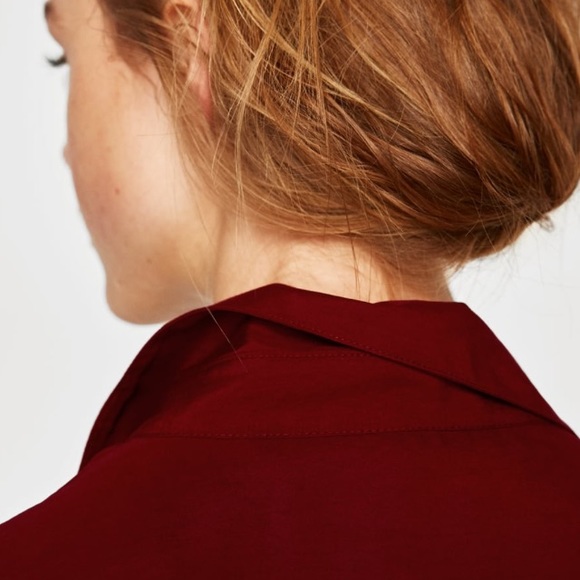 Zara Flowing V-Neck Top in Maroon - Picture 5 of 8